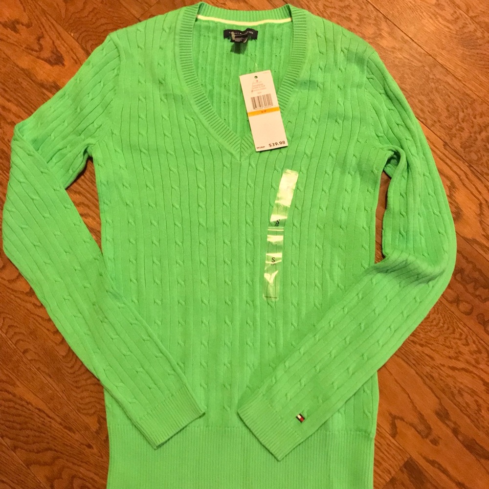 Tommy Hilfiger lime green sweater